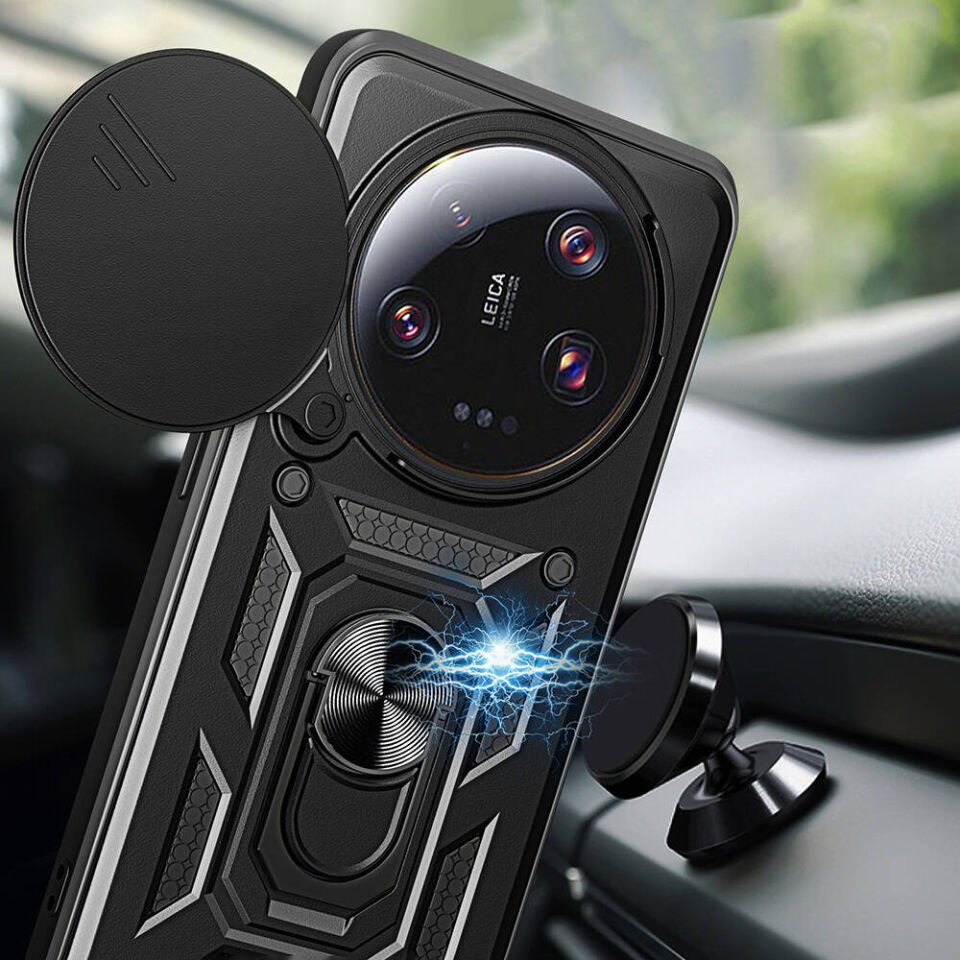 Xiaomi Mi 13 Ultra Kılıf Magnetik Standlı Kamera Korumalı HEPTEKİLETİŞİM Sürgülü Vega Kapak