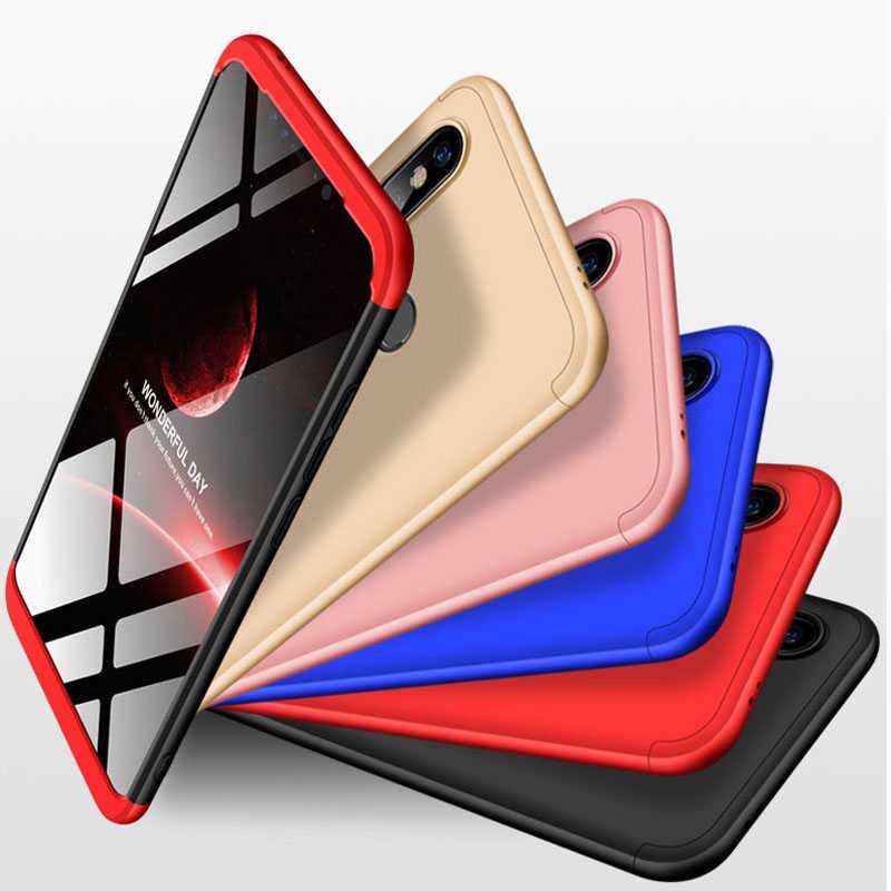 Xiaomi Mi 6X Kılıf 360 Tam Koruma Ön Ve Arka Sert Mika Kapak Orjinal Ays Gkk Kapak Siyah-Kırmızı