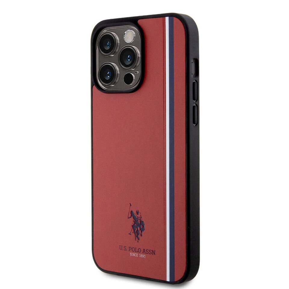 Apple iPhone 15 Pro Max Kılıf U.S. Polo Assn. Orjinal Lisanslı Üç Renk Şerit Tasarımlı Baskı Logolu Kapak