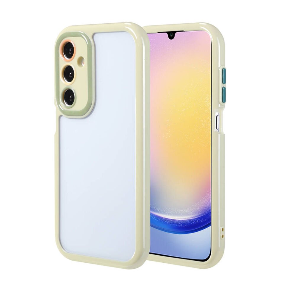 Samsung Galaxy A25 Kılıf Kamera Korumalı Renkli Kenar ve Çerçeve Tasarımlı Kapak (Vitamin) Yeşil