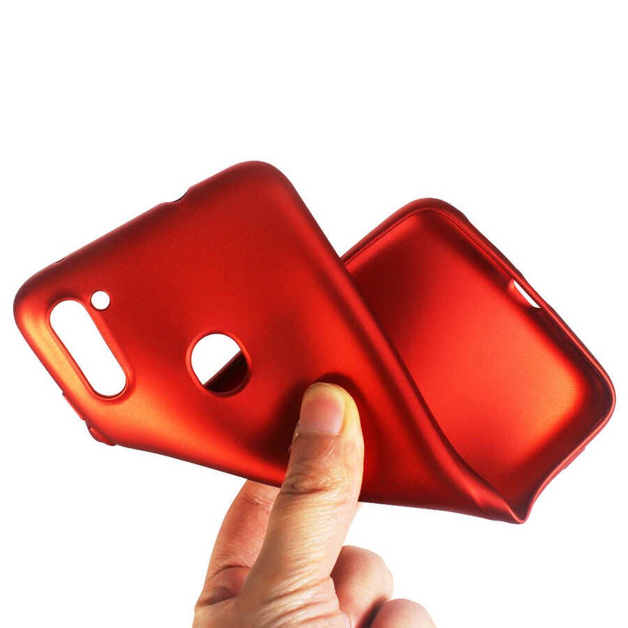 Samsung Galaxy M11 Kılıf Yumuşak Dokulu Soft Esnek İnce Mat Renkli Silikon Kapak (PREMİER) Kırmızı