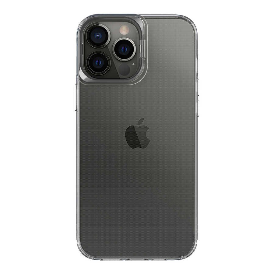 Apple  iPhone 14 Pro Max Kılıf Standlı Köşe ve Kamera Korumalı Sert Sararmaz Şeffaf Kapak (Skuba) Rose Gold