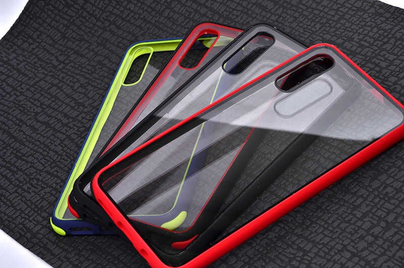 Samsung Galaxy A30S Kılıf Şeffaf Sert Plastik Arka Yüzey Tasarımlı Kapak (TİRON) Lacivert