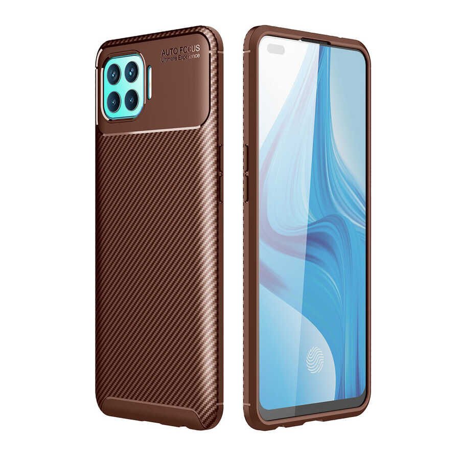 Oppo Reno 4 Lite Kılıf Kamera Çıkıntılı Karbon Fiber Dokulu Renk Atmaz Kapak (NEGRO) Siyah