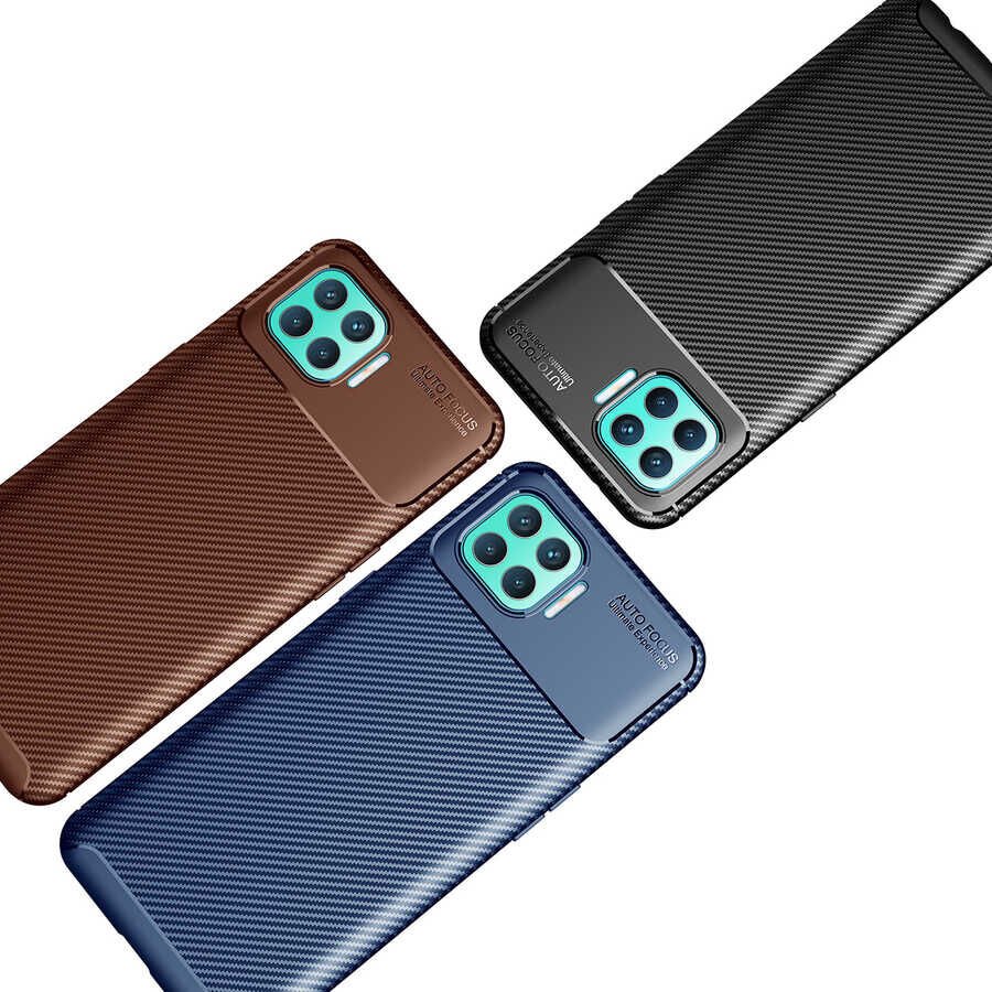 Oppo Reno 4 Lite Kılıf Kamera Çıkıntılı Karbon Fiber Dokulu Renk Atmaz Kapak (NEGRO) Siyah