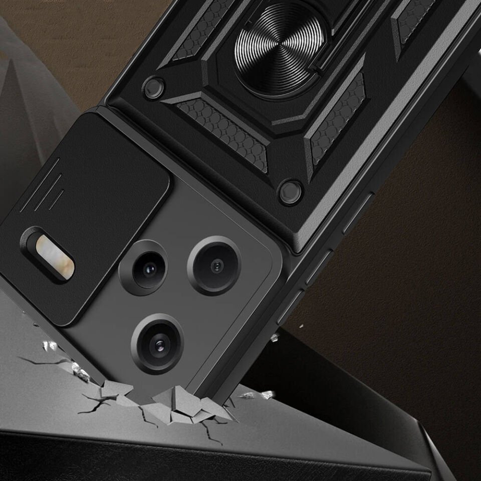 Xiaomi Redmi Note 13 Pro Plus 5G Kılıf Magnetik Standlı Kamera Korumalı HEPTEKİLETİŞİM Sürgülü Vega Kapak