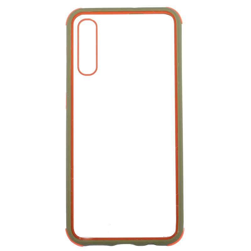 Samsung Galaxy A30S Kılıf Şeffaf Sert Plastik Arka Yüzey Tasarımlı Kapak (TİRON) Yeşil