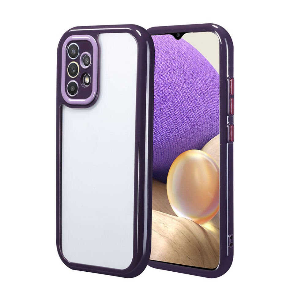 Samsung Galaxy A32 4G Kılıf Kamera Korumalı Renkli Kenar ve Çerçeve Tasarımlı Kapak (Vitamin) Yeşil