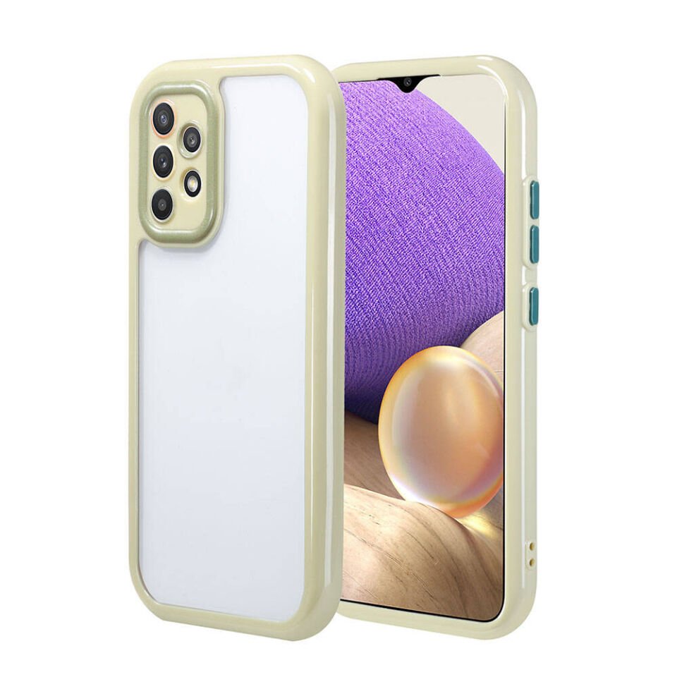 Samsung Galaxy A32 4G Kılıf Kamera Korumalı Renkli Kenar ve Çerçeve Tasarımlı Kapak (Vitamin) Yeşil