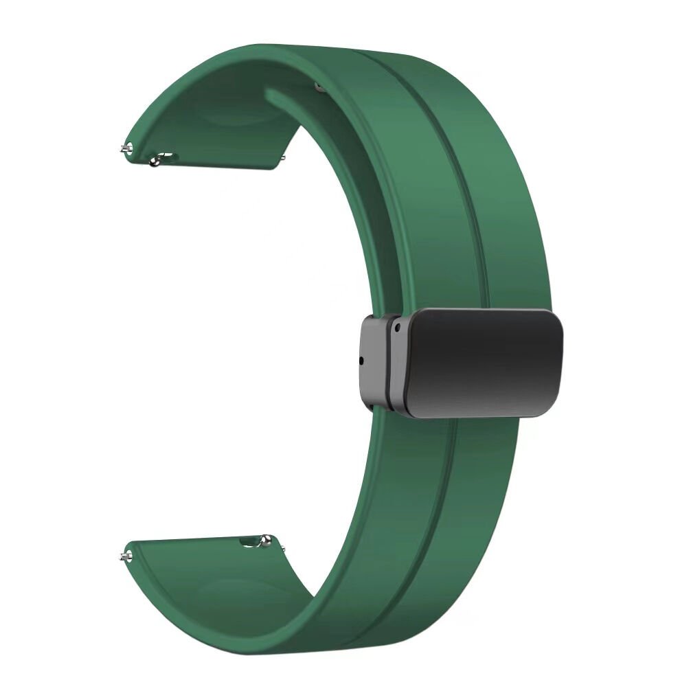 Samsung Galaxy Watch Active 2 40mm (20mm) Silikon Kordon Metal Toka Tasarım (KRD-84) Yeşil