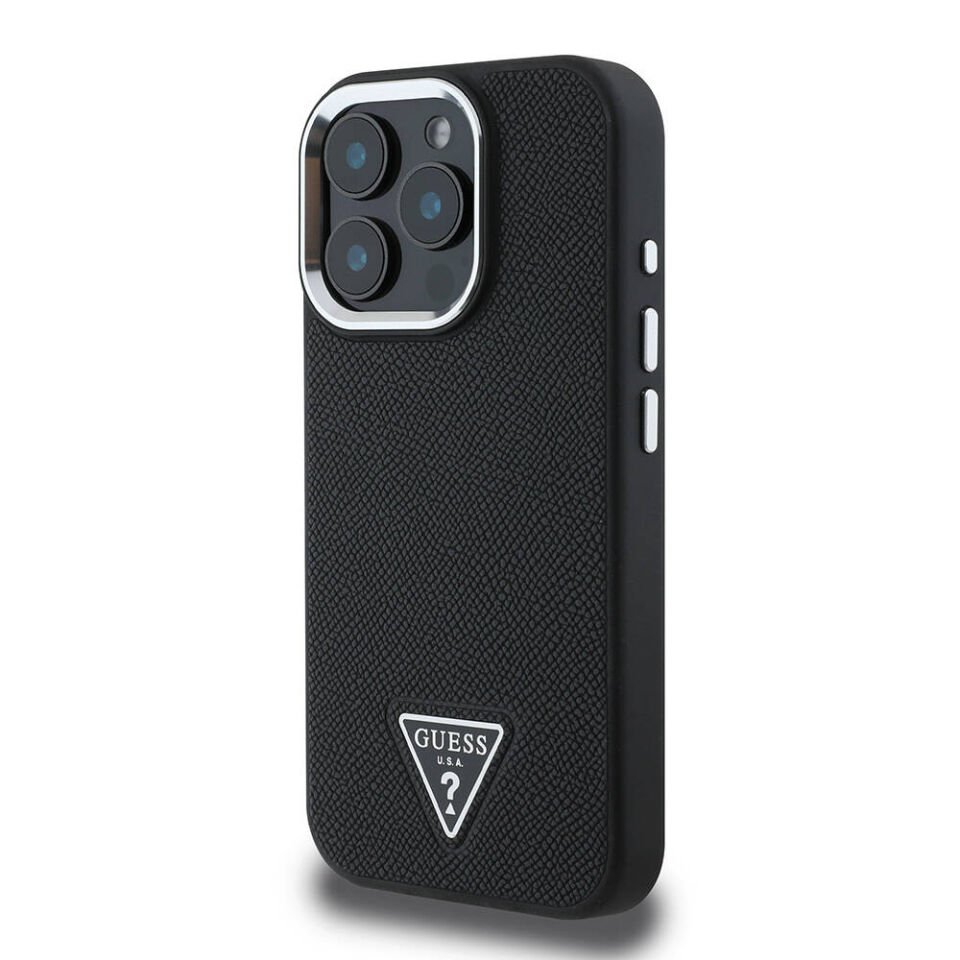 Apple iPhone 16 Pro Kılıf Guess Orjinal Lisanslı Magsafe Şarj Özellikli Grained Triangle Kapak