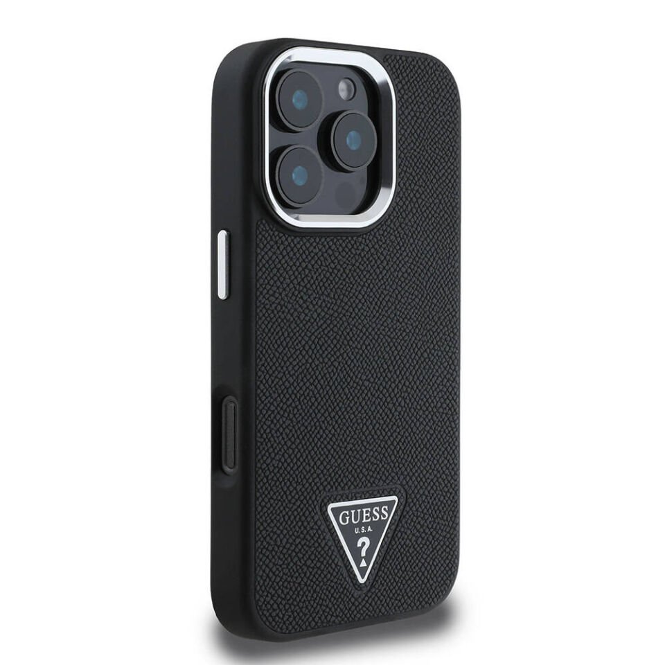 Apple iPhone 16 Pro Kılıf Guess Orjinal Lisanslı Magsafe Şarj Özellikli Grained Triangle Kapak