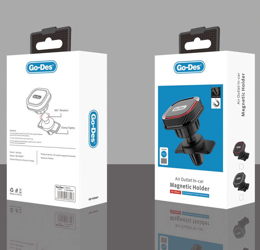 Go Des GD-HD667 Magnetik Araç Telefon Tutucu Siyah-Kırmızı