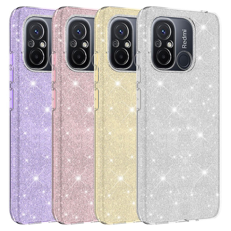 Xiaomi Redmi 12C Kılıf Renkli Parıltılı Simli Işıltılı Silikon Kapak (SHİNİNG) Gold
