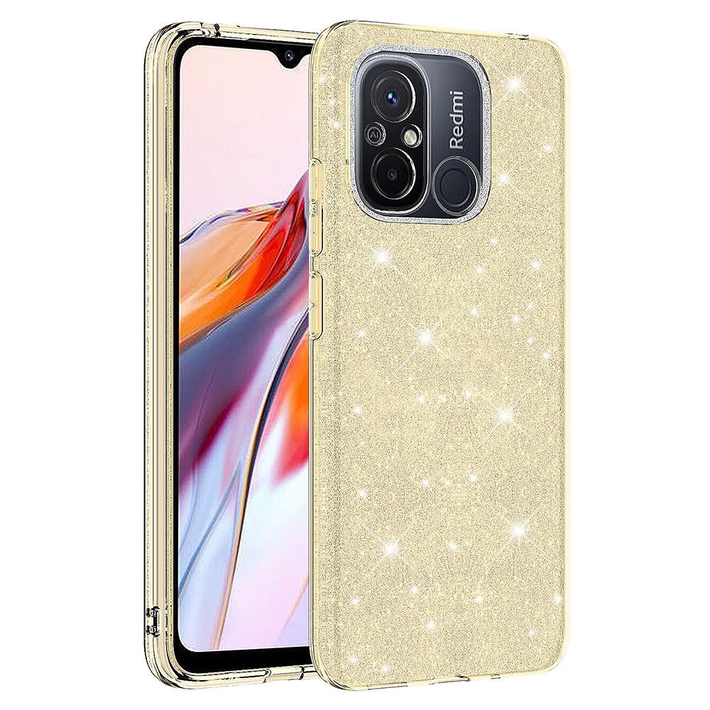 Xiaomi Redmi 12C Kılıf Renkli Parıltılı Simli Işıltılı Silikon Kapak (SHİNİNG) Gold