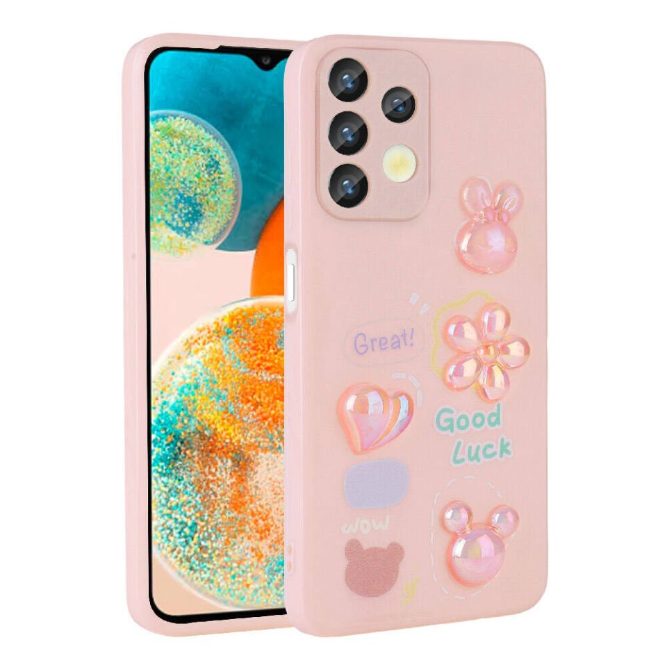 Samsung Galaxy A32 4G Kılıf Kamera Korumalı Kabartma Figürlü Parlak Silikon Kapak (Toys) Mor