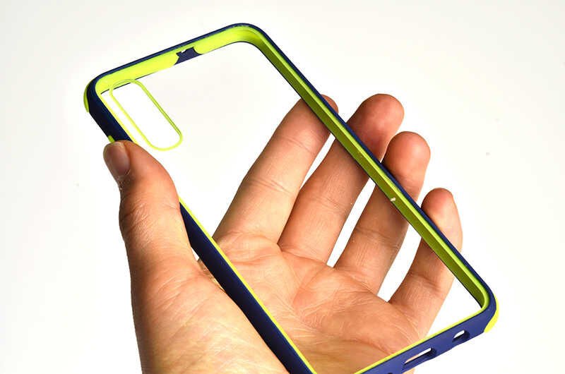 Samsung Galaxy A50 Kılıf Şeffaf Sert Plastik Arka Yüzey Tasarımlı Kapak (TİRON) Lacivert