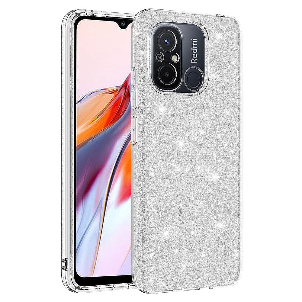 Xiaomi Redmi 12C Kılıf Renkli Parıltılı Simli Işıltılı Silikon Kapak (SHİNİNG) Gümüş