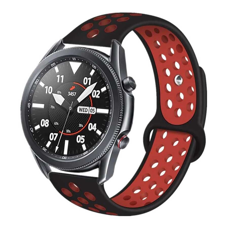 Samsung Galaxy Watch 3 45mm/Samsung Gear S3/Watch S4 Nike Silikon Kordon Kayış Tasarım (KRD-02) Siyah-Mor