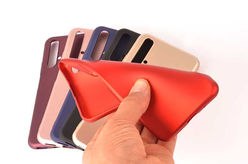Huawei Nova 5T Kılıf Yumuşak Dokulu Soft Esnek İnce Mat Renkli Silikon Kapak (PREMİER) Gold