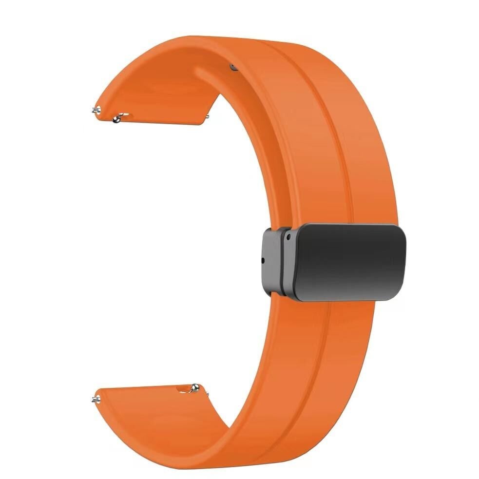 Samsung Galaxy Watch Active 2 40mm (20mm) Silikon Kordon Metal Toka Tasarım (KRD-84) Koyu Turuncu