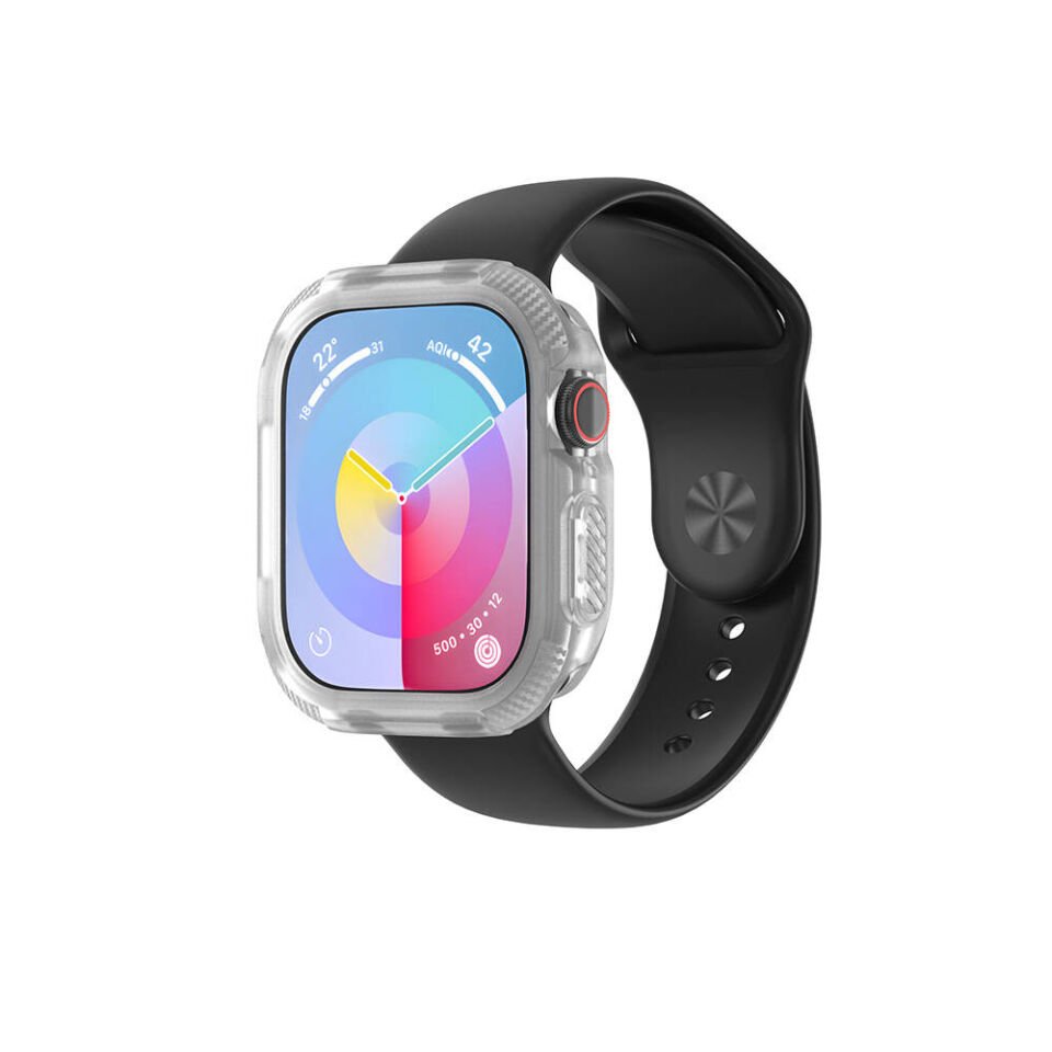 Apple Watch 10 42mm Kılıf Kasa Sert PC + Silikon Koruyucu Kapak (Gard 17) Şeffaf
