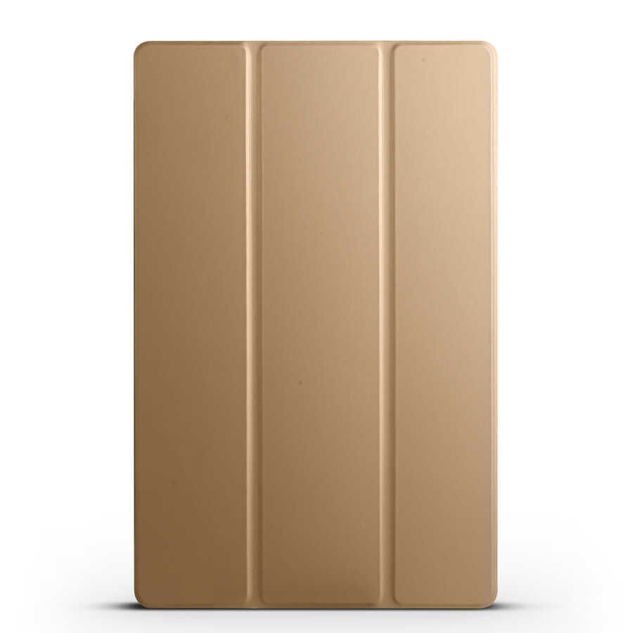 Samsung Galaxy Tab S9 Plus Kılıf Arkası Silikon Pu Deri 360 Korumalı Tasarım (SC.) Gold