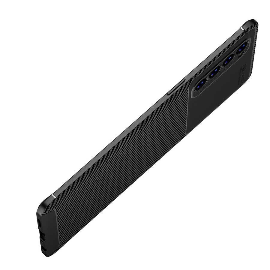 Oppo Reno 4 Pro 4G Kılıf Kamera Çıkıntılı Karbon Fiber Dokulu Renk Atmaz Kapak (NEGRO) Kahverengi