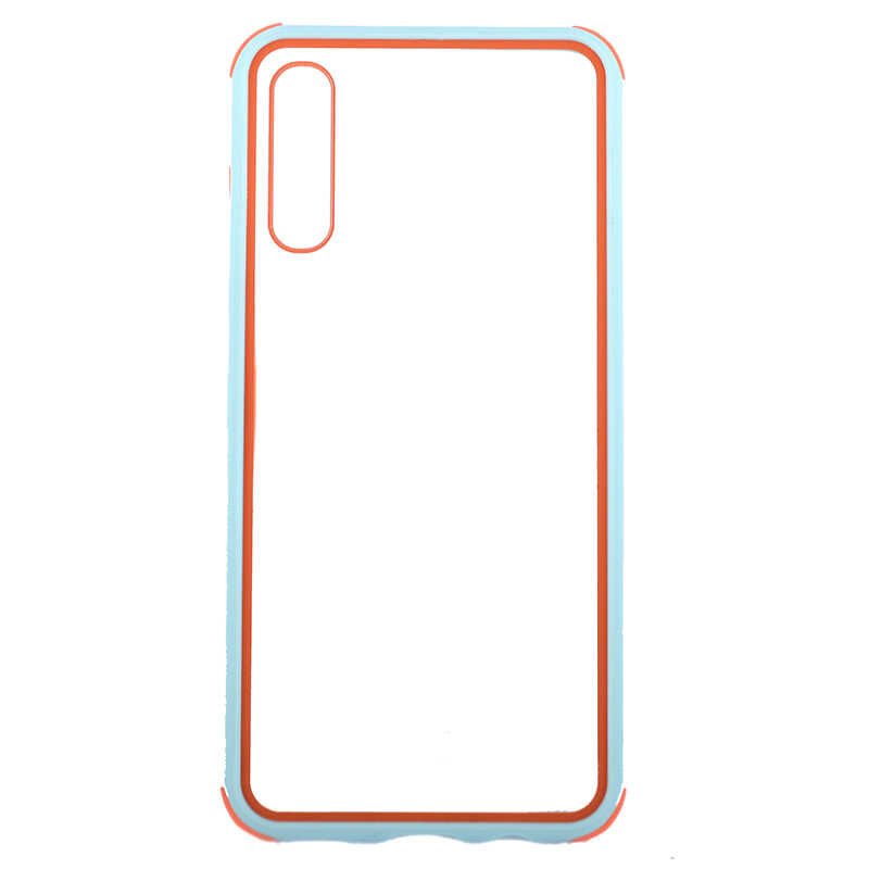 Samsung Galaxy A50 Kılıf Şeffaf Sert Plastik Arka Yüzey Tasarımlı Kapak (TİRON) Mavi Açık
