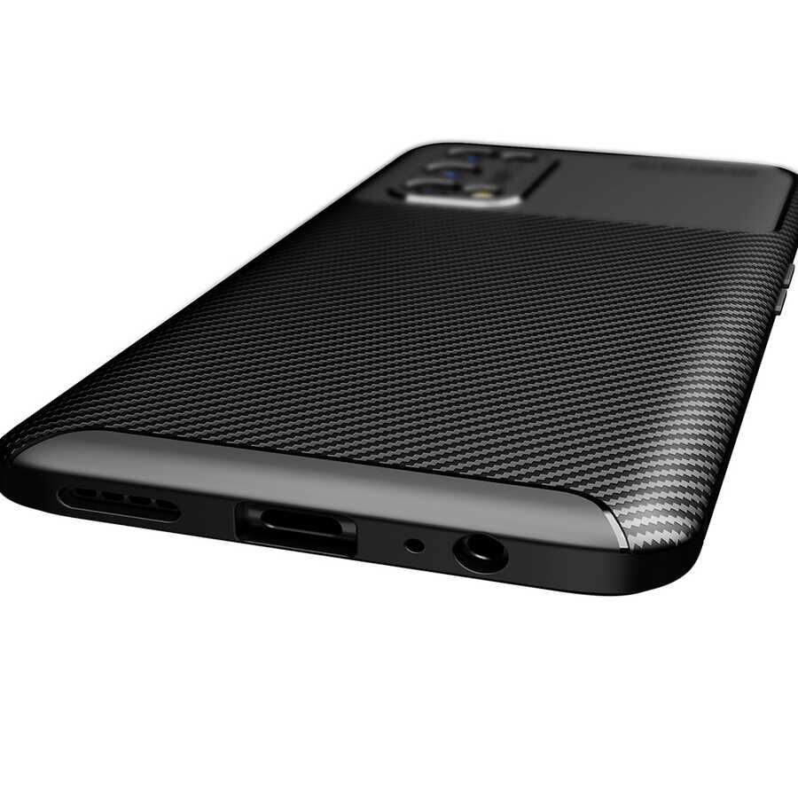 Realme 7 Pro Kılıf Kamera Çıkıntılı Karbon Fiber Dokulu Renk Atmaz Kapak (NEGRO) Siyah