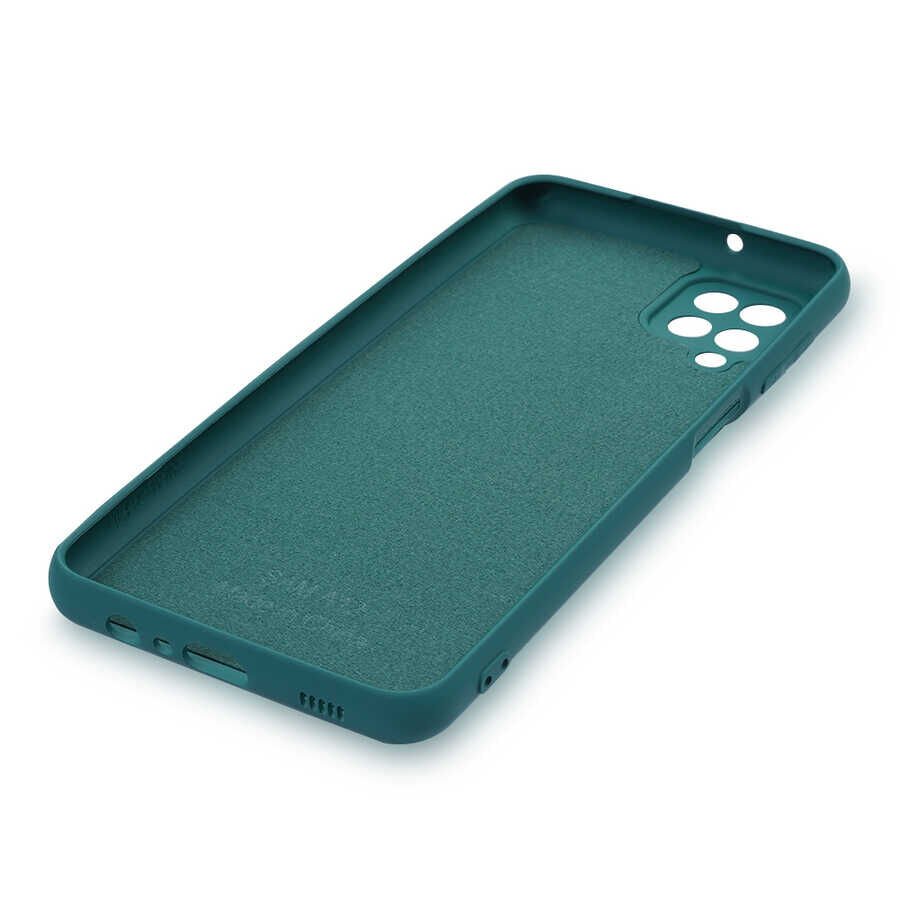 Samsung Galaxy A12 Kadife İç Yüzey Yumuşak Dokulu Kamera Korumalı İnce Kapak (MARA) Koyu Yeşil