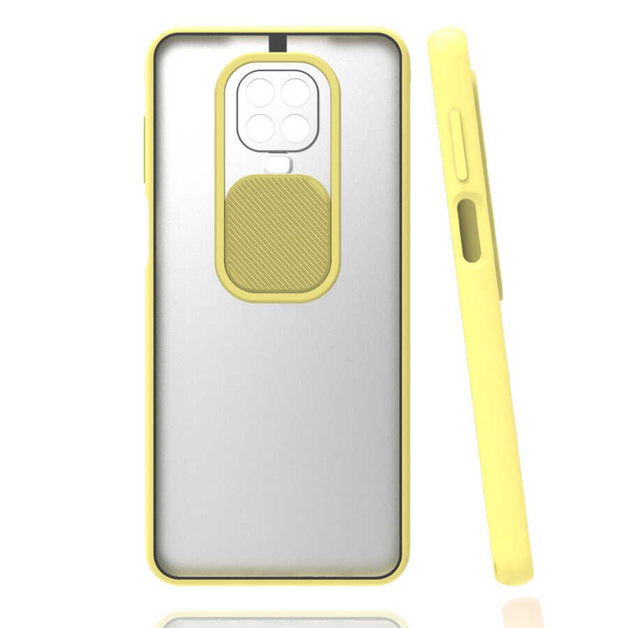 Xiaomi Redmi Note 9 Pro Kılıf Slayt Sürgülü Kamera Korumalı Renkli Silikon Kapak Turkuaz