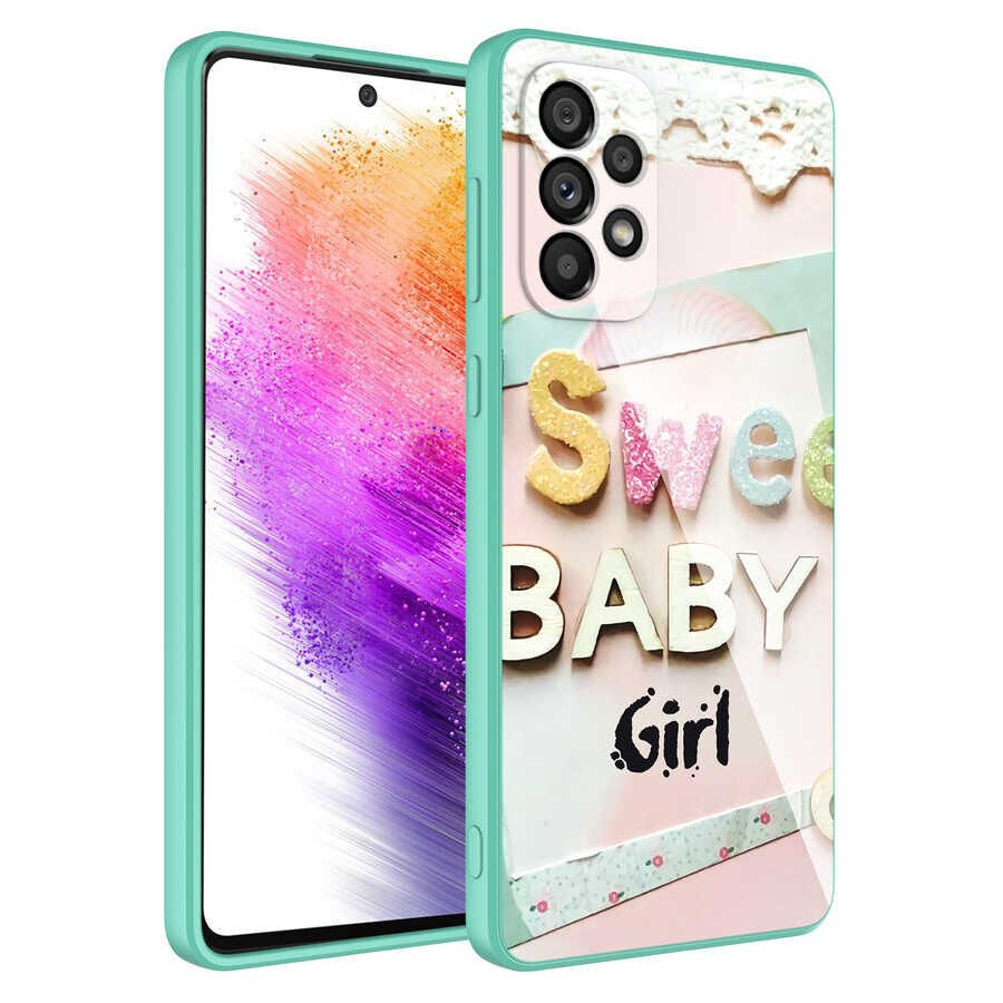 Samsung Galaxy A13 4G Kılıf Kamera Korumalı Bulut Desenli Renkli Sert Parlak Silikon Kapak (Epoksi) NO5