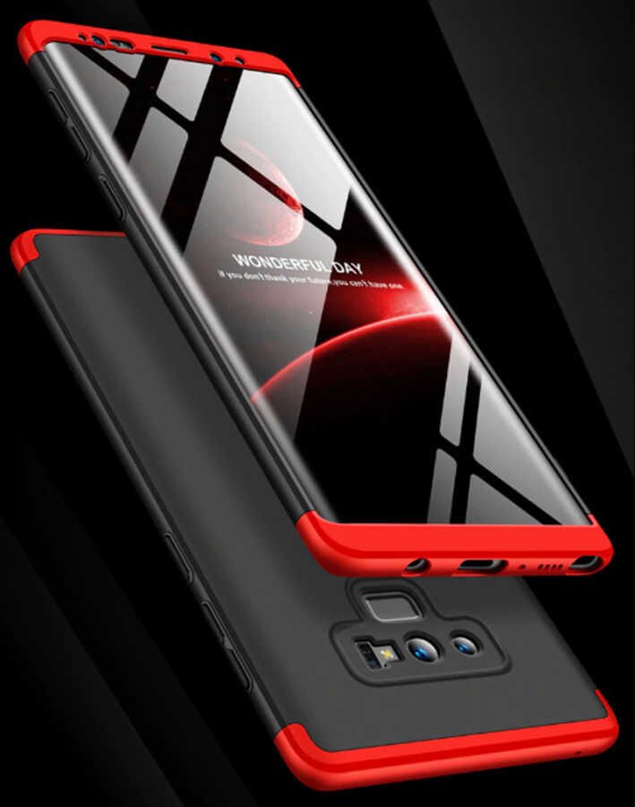 Samsung Galaxy Note 9 Kılıf 360 Tam Koruma Ön Ve Arka Sert Mika Kapak Orjinal Ays Gkk Kapak Siyah-Mavi