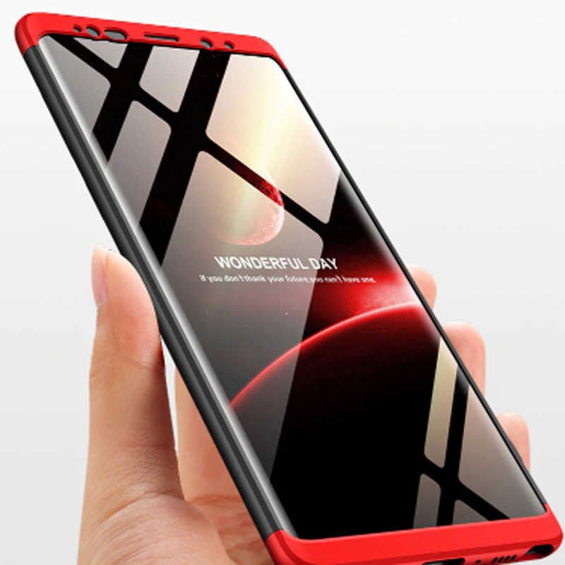 Samsung Galaxy Note 9 Kılıf 360 Tam Koruma Ön Ve Arka Sert Mika Kapak Orjinal Ays Gkk Kapak Siyah-Mavi