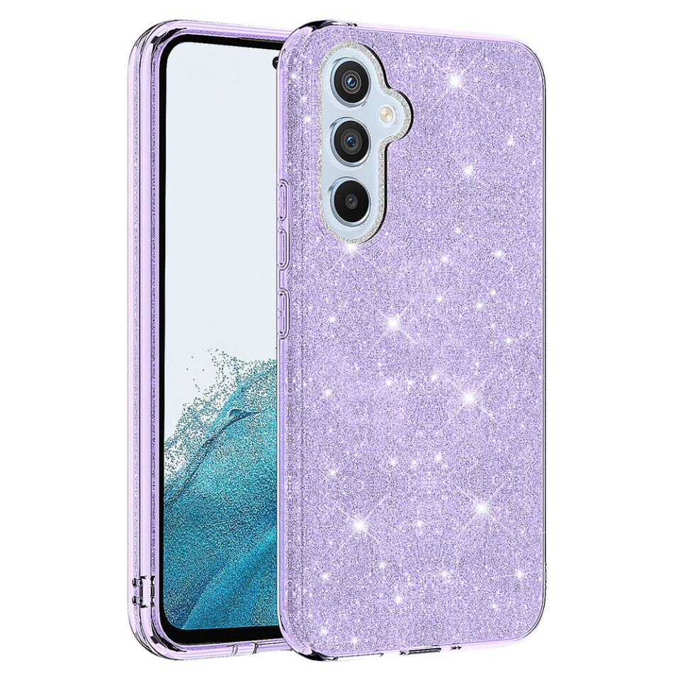 Samsung Galaxy A14 Kılıf Renkli Parıltılı Simli Işıltılı Silikon Kapak (SHİNİNG) Mor