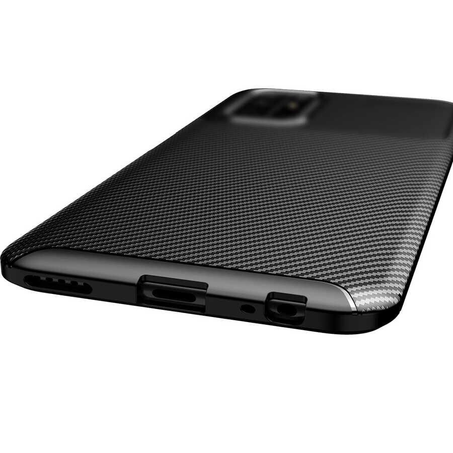 Huawei P Smart 2021 Kılıf Kamera Çıkıntılı Karbon Fiber Dokulu Renk Atmaz Kapak (NEGRO) Kahverengi