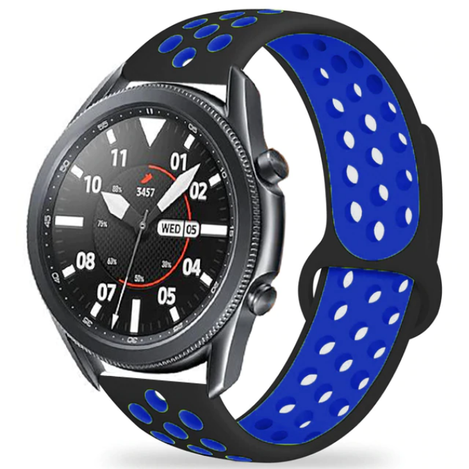 Xiaomi Mi Watch Color 22mm Silikon Kordon Kayış Tasarım (KRD-02) Siyah-Mavi