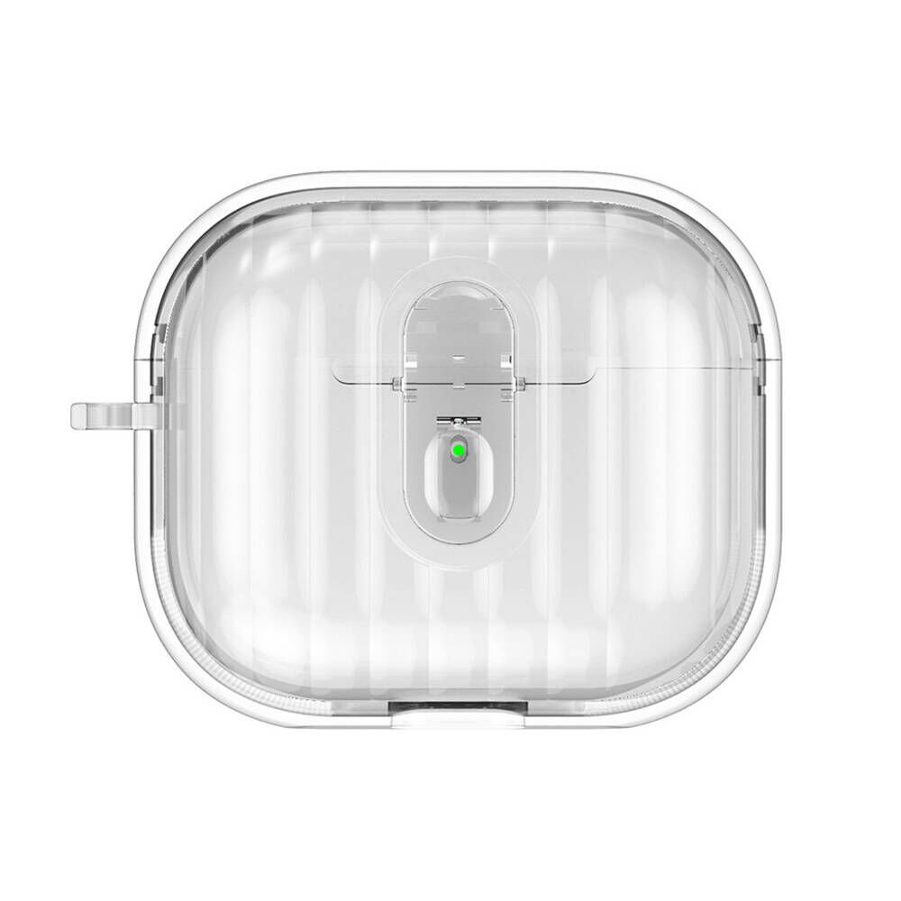 Apple Airpods 4 Kılıf Kenarları Renkli Şeffaf Dilimli Silikon Kılıf (Airbag 40) Şeffaf