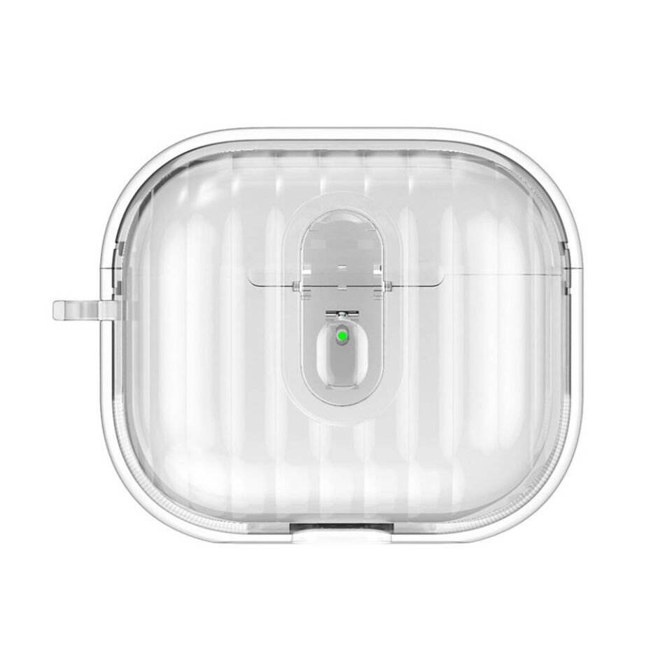 Apple Airpods 4 Kılıf Kenarları Renkli Şeffaf Dilimli Silikon Kılıf (Airbag 40) Şeffaf
