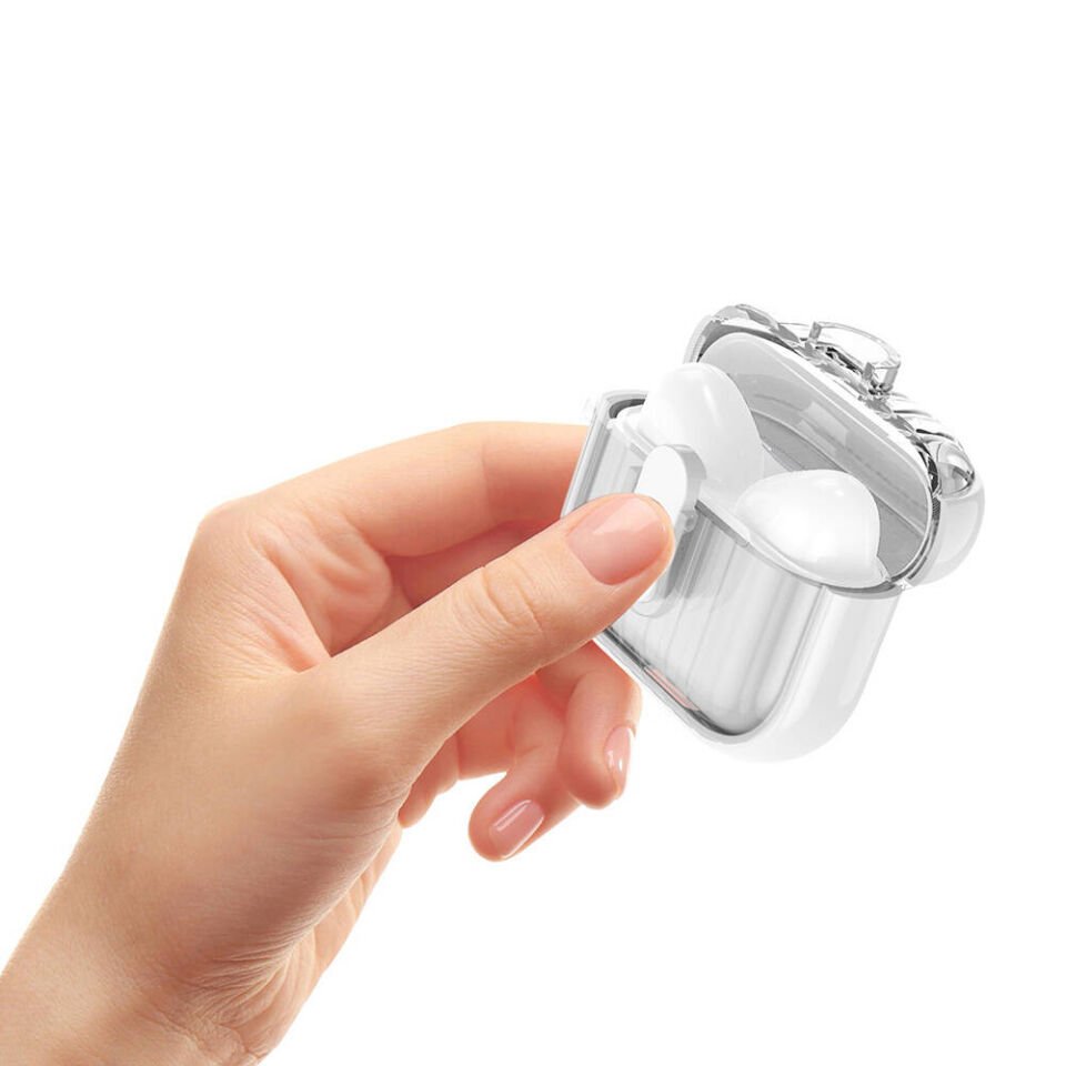 Apple Airpods 4 Kılıf Kenarları Renkli Şeffaf Dilimli Silikon Kılıf (Airbag 40) Şeffaf
