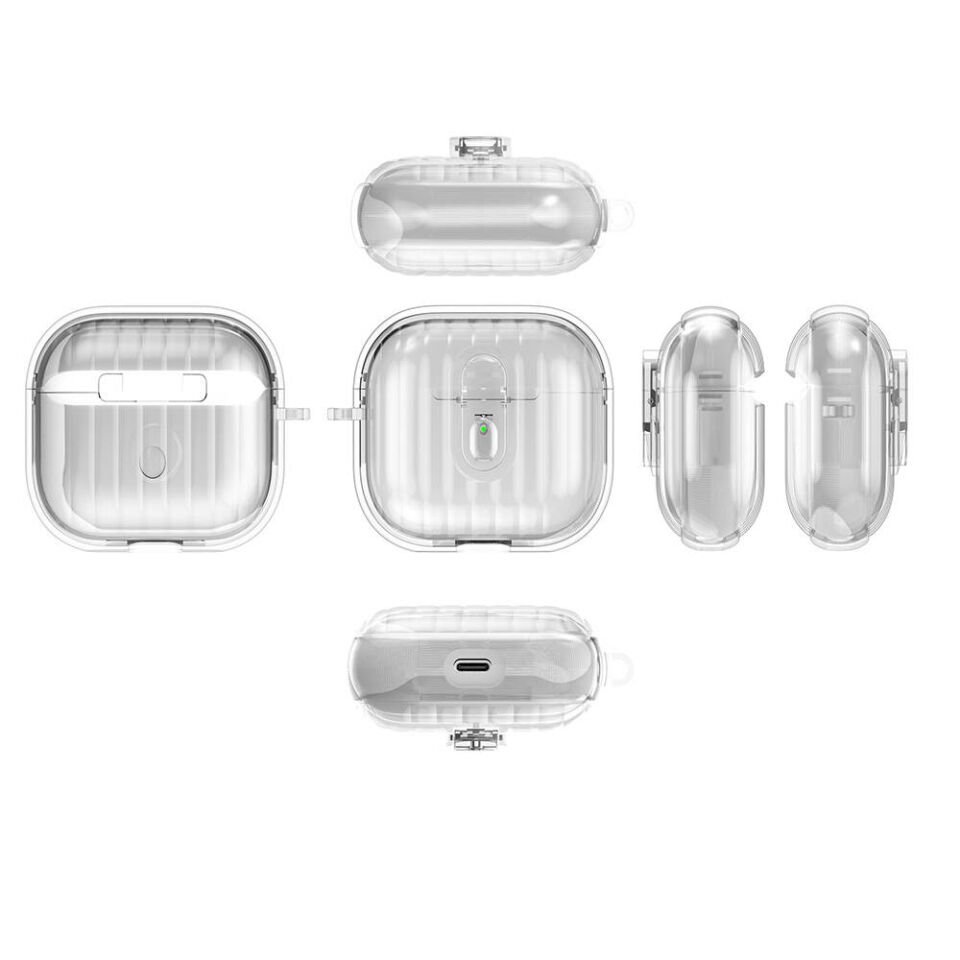 Apple Airpods 4 Kılıf Kenarları Renkli Şeffaf Dilimli Silikon Kılıf (Airbag 40) Şeffaf