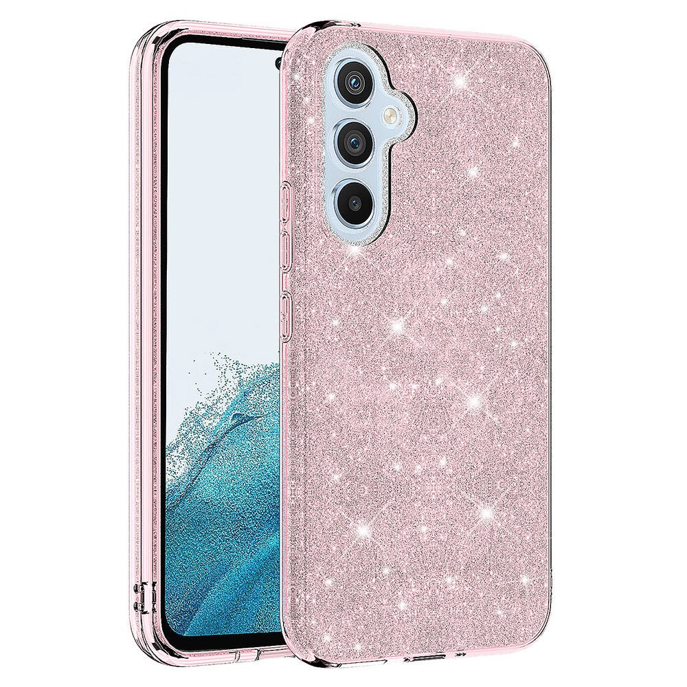 Samsung Galaxy A14 Kılıf Renkli Parıltılı Simli Işıltılı Silikon Kapak (SHİNİNG) Pembe