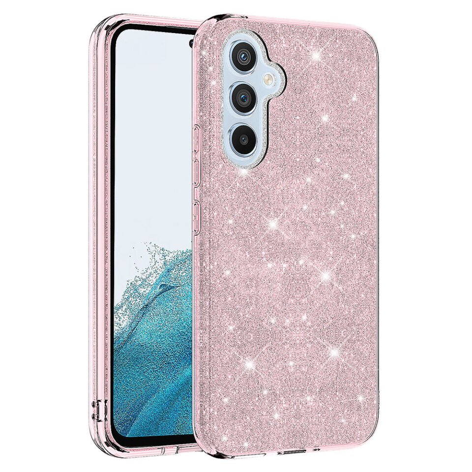 Samsung Galaxy A14 Kılıf Renkli Parıltılı Simli Işıltılı Silikon Kapak (SHİNİNG) Pembe