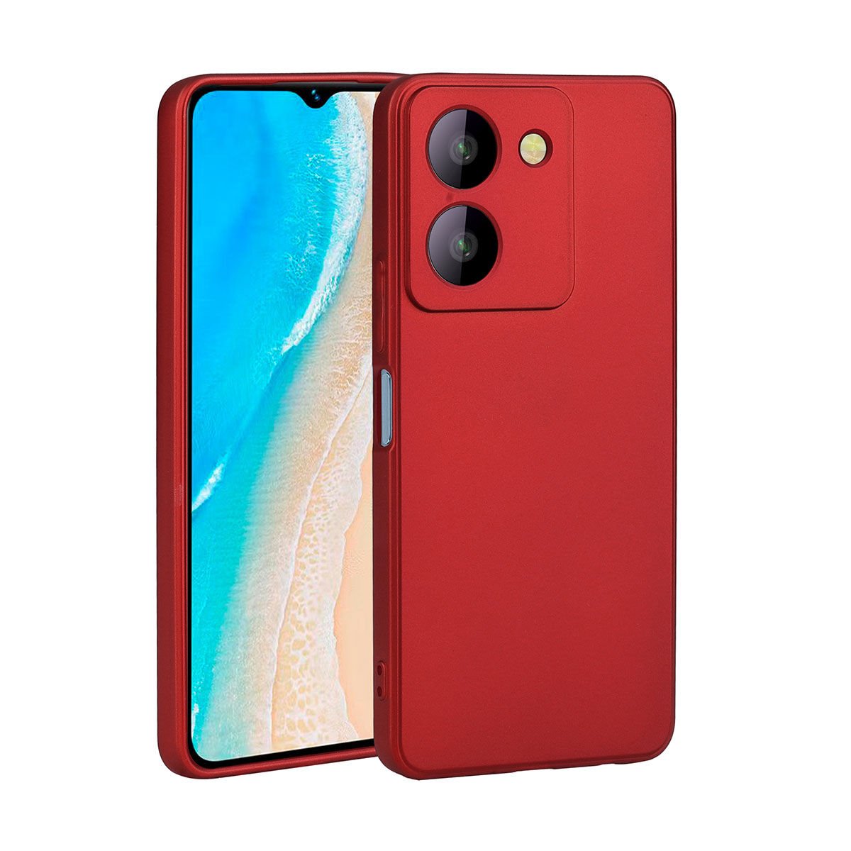 Vivo Y36 4G Kılıf Yumuşak Dokulu Soft İnce Mat Silikon Kapak (PREMİER) Kırmızı