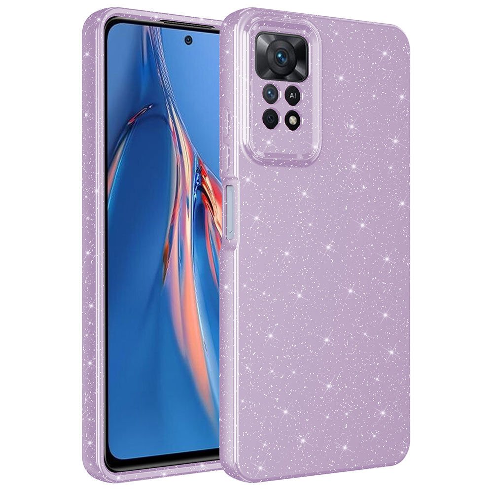 Xiaomi Redmi Note 12 Pro 4G Kılıf Kamera Korumalı Simli Renkli Parlak Silikon Kapak (Koton) Lila