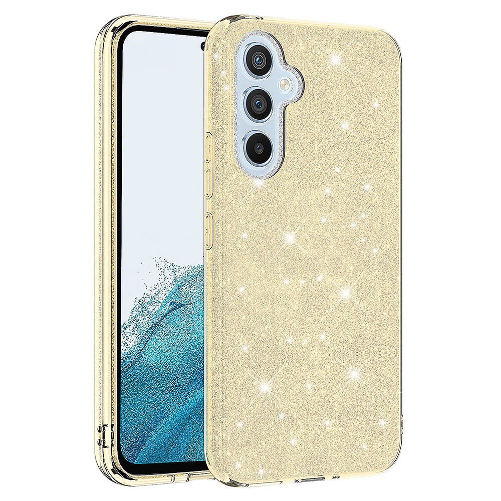 Samsung Galaxy A14 Kılıf Renkli Parıltılı Simli Işıltılı Silikon Kapak (SHİNİNG) Gold