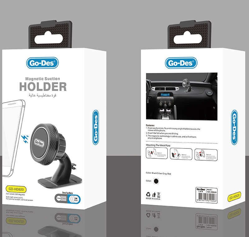 Go Des GD-HD620 Magnetik Araç Telefon Tutucu Siyah-Kırmızı