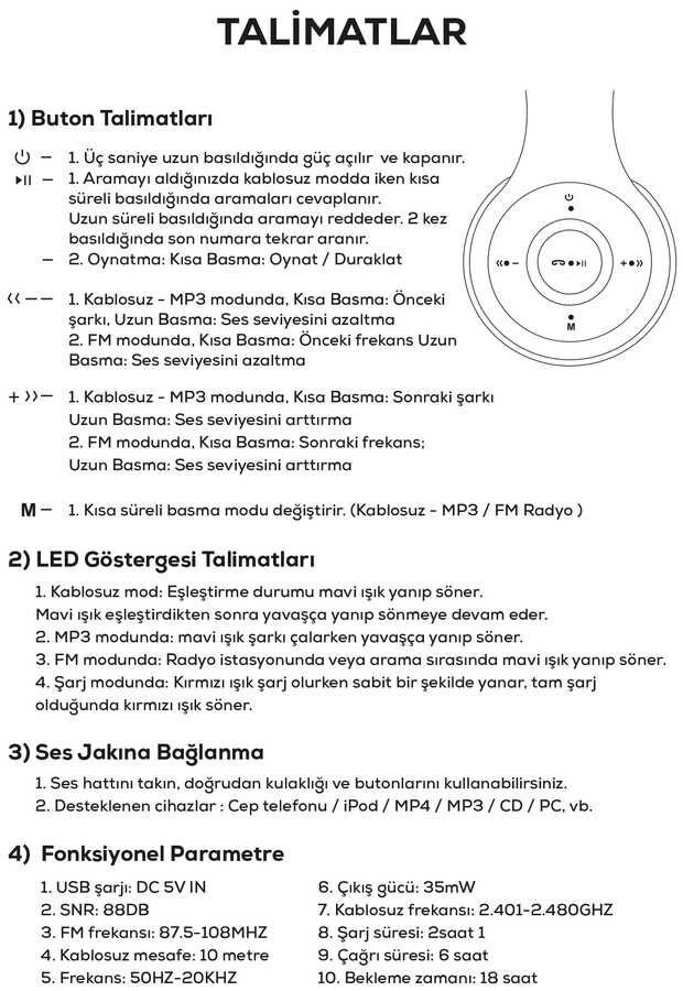 HEPTEKİLETİŞİM BTK-ZR56 Bluetooth Kulaklık