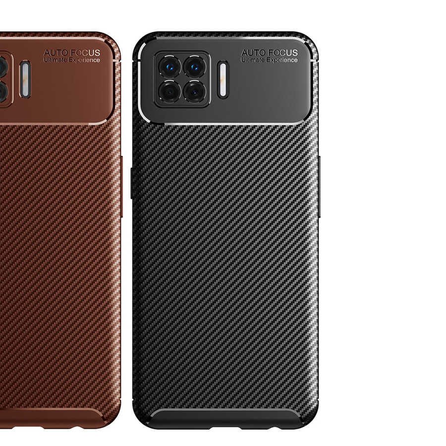 Oppo A73 Kılıf Kamera Çıkıntılı Karbon Fiber Dokulu Renk Atmaz Kapak (NEGRO) Kahverengi